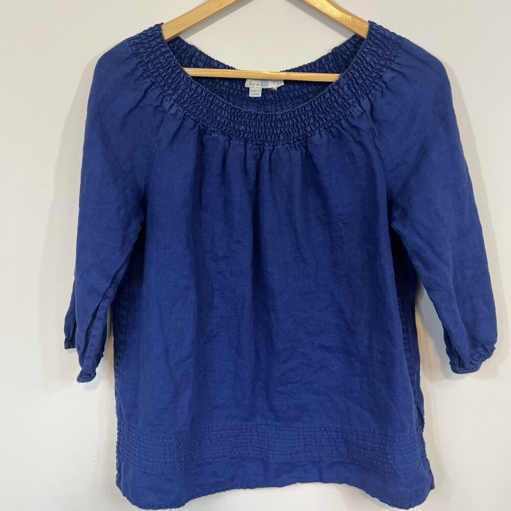 Boden 100% Linen Henrietta Top Off Shoulder